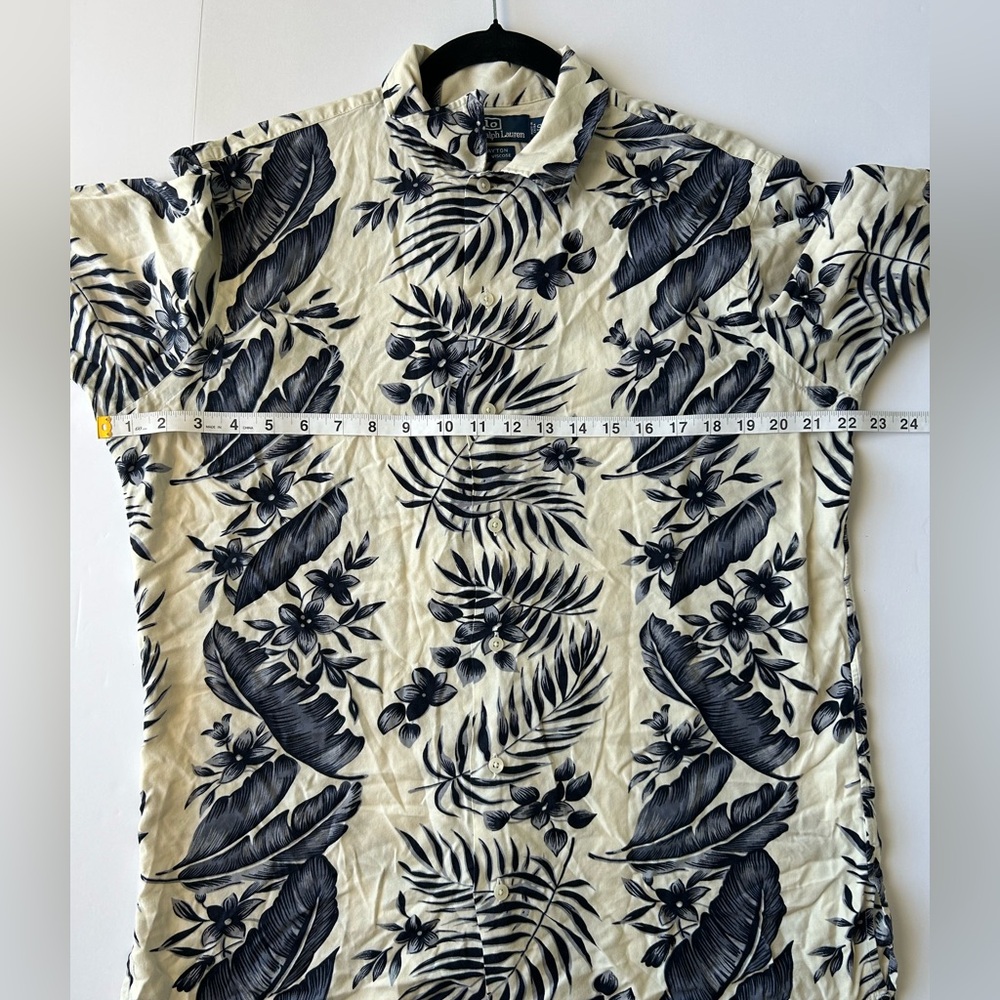 Ralph Lauren White & Navy Tropical Leaf Short-Sleeve Shirt - Picture 4 of 5